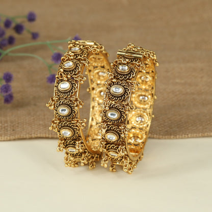 Sunburst Oval Antique Bangles with Intricate Scrollwork