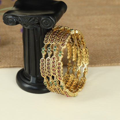 Traditional Antique Bangles with Floral Link Detailing