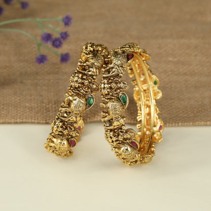 Temple Lakshmi Gaja Bangles with Sculpted Artwork