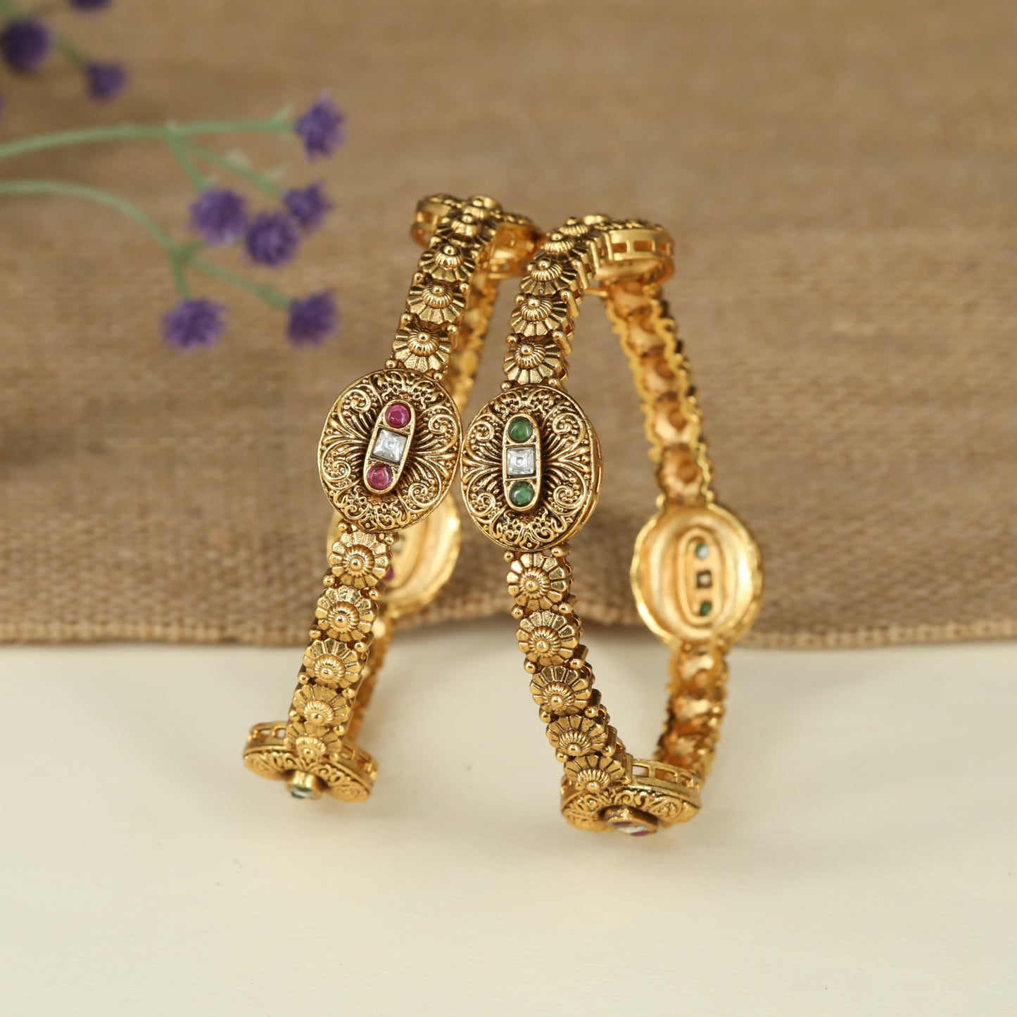 Traditional Bangles Showcasing Intricate Rosette Craftsmanship