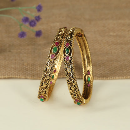 Classic Antique Bangles with Oval Scrollwork Design
