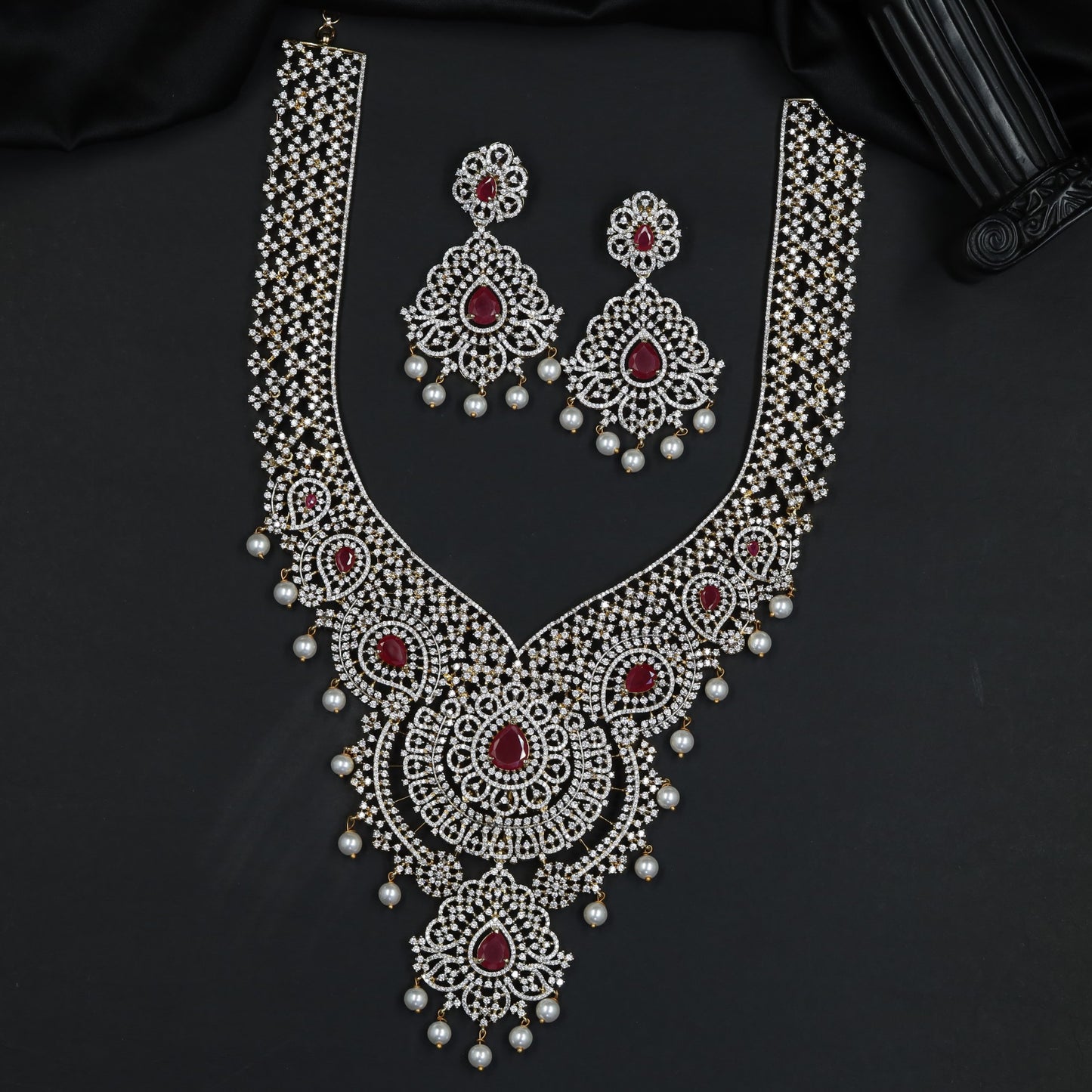 Designer GJ Long Haara with Heritage Lattice Craftsmanship and Elegant Pendant