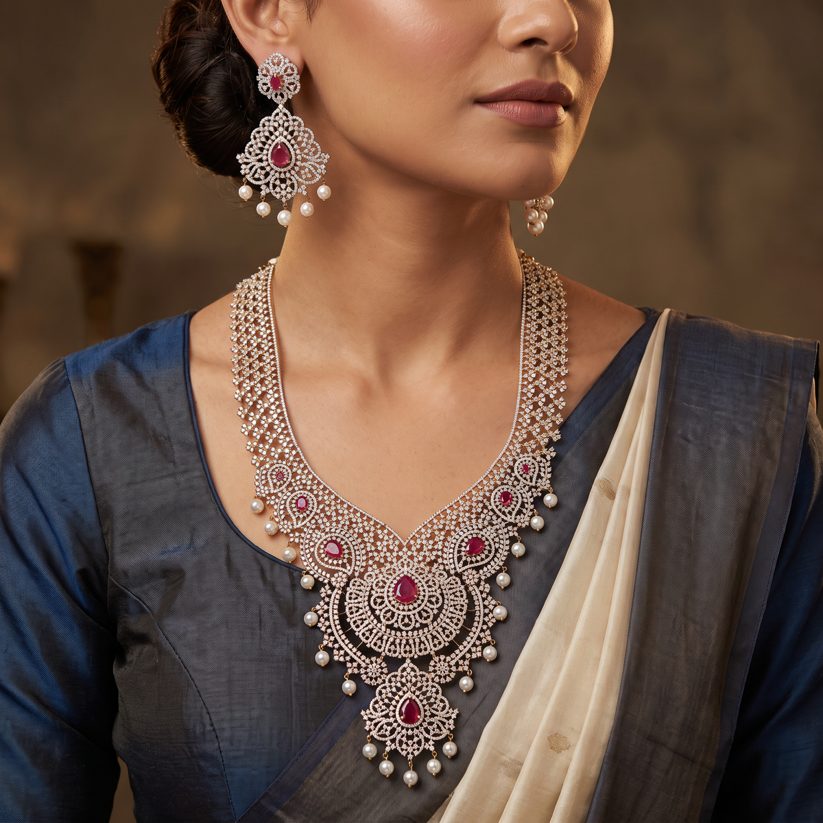 GJ Lattice Long Haara Set with Pendant