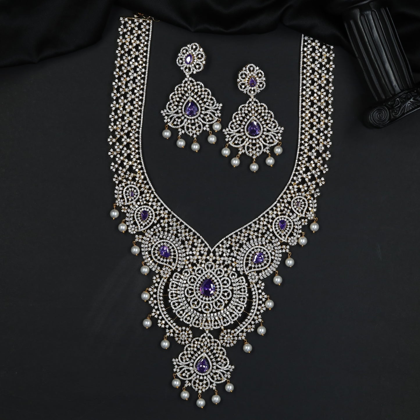 Designer GJ Long Haara with Heritage Lattice Craftsmanship and Elegant Pendant