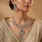 GJ Openwork Necklace Set with Floral Medallions