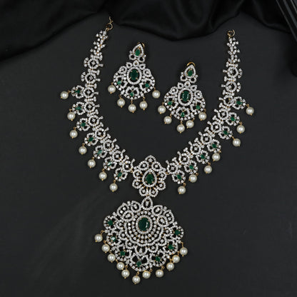 Classic GJ Necklace Featuring Openwork Rosette Pattern and Pendant Styling