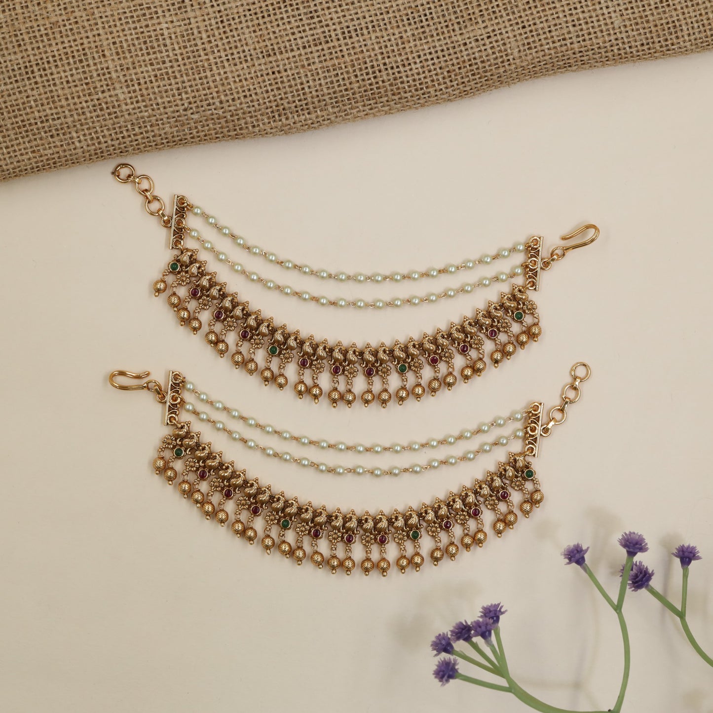 Antique Mati Featuring Dual Pearl Chains and Ornamental Tassels