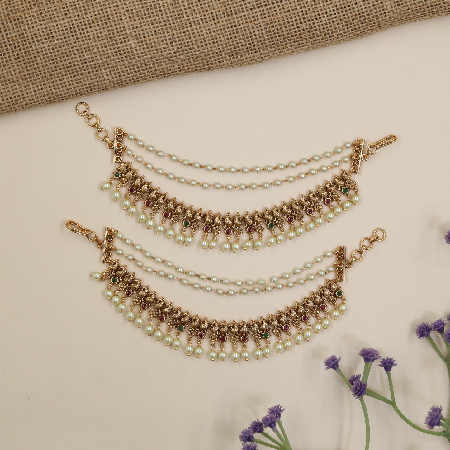Antique Mati Featuring Dual Pearl Chains and Ornamental Tassels