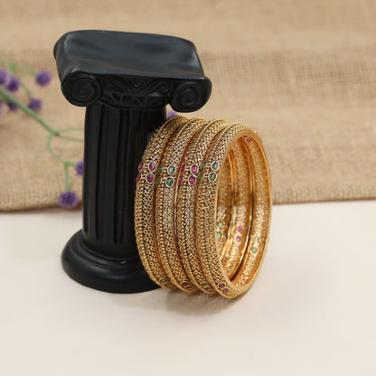 Classic Antique Bangles with Refined Scrollwork Craftsmanship