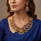 Grand Peacock Antique Necklace Set with Temple Craftsmanship