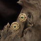 Circular Antique Stud with Textured Halo and Accent Frames