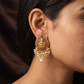 Lakshmi Antique Stud with Pearl Cluster Fringe and Drop Pearl Accent
