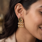 Swan-Inspired Antique Stud with Ornate Scrollwork and Pearl Clusters