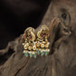 Swan-Inspired Antique Stud with Ornate Scrollwork and Pearl Clusters