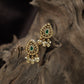 Teardrop Antique Stud with Layered Floral Design and Hanging Shell Charms