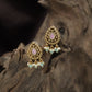 Teardrop Antique Stud with Layered Floral Design and Hanging Shell Charms