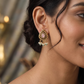 Teardrop Antique Stud with Layered Floral Design and Hanging Shell Charms
