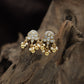 Antique Stud Featuring a Six Petal Floral Pattern and Drop Accents