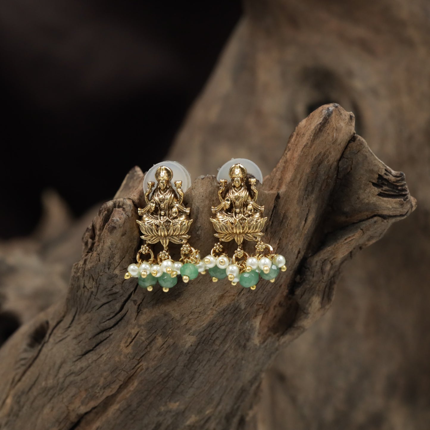Heritage Lakshmi Antique Stud with Traditional Ball Drop Fringe