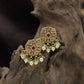 Antique Stud with Decorative Floral Frame and Ball Drop Accents