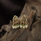 Sculpted Peacock Antique Stud with Elegant Hanging Pearl Clusters