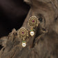 Teardrop Antique Stud with Rosette Border and Pearl Accents