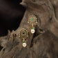 Teardrop Antique Stud with Rosette Border and Pearl Accents