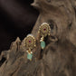 Teardrop Antique Stud with Rosette Border and Pearl Accents