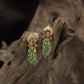 Leaf Crest Antique Stud with Pearl Cluster Fringe