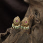 Elegant Floral Antique Stud with Sculpted Petal Design and Bead Drops