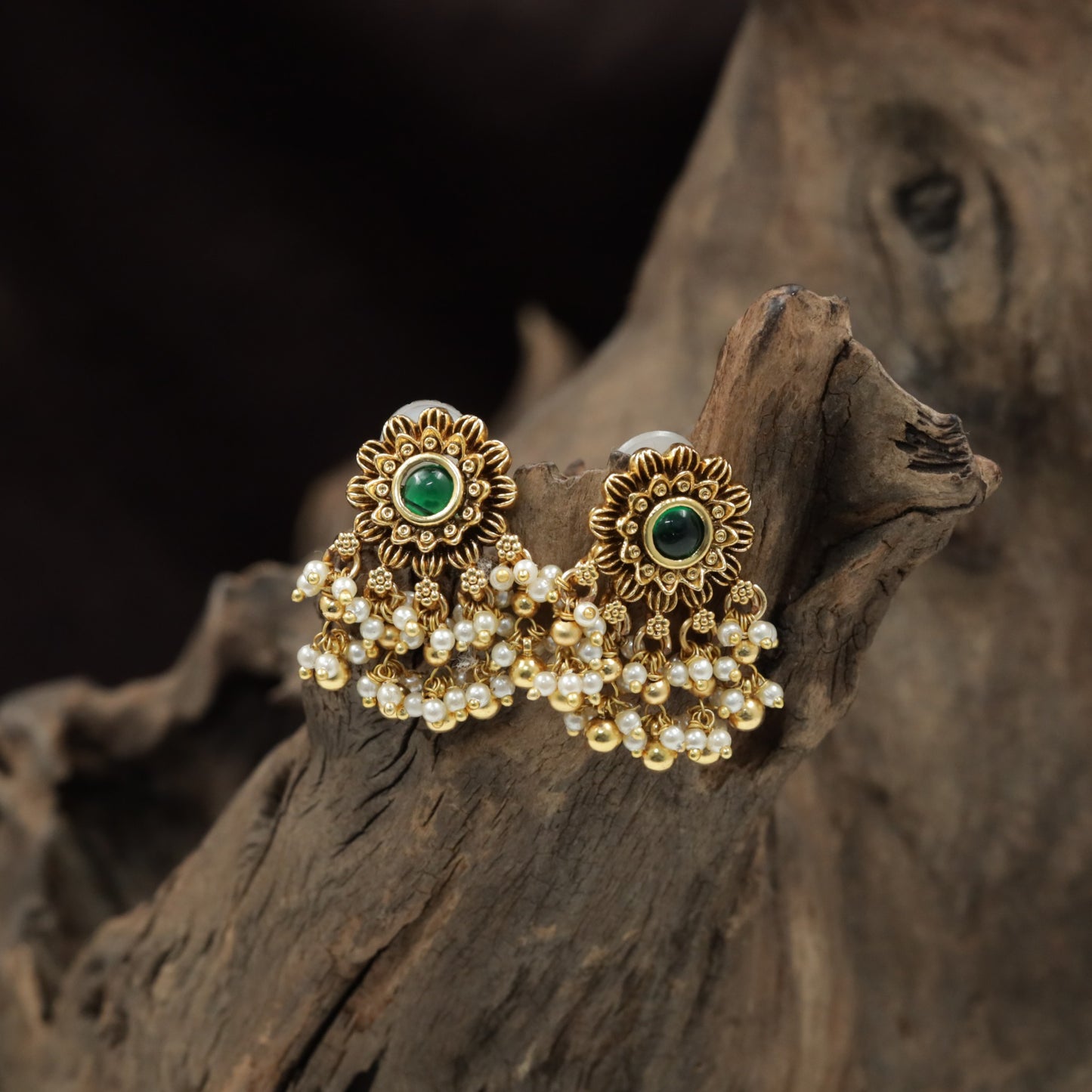 Classic Floral Antique Stud with Intricate Petal Detailing