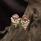 Traditional Antique Stud with Layered Fanwork and Bead Fringe