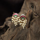 Traditional Antique Stud with Layered Fanwork and Bead Fringe