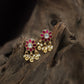 Classic Floral Antique Stud With Petal Design And Dangling Drops