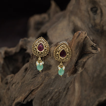 Premium Teardrop Stud With Openwork Frame And Drop Finish