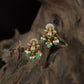 Classic Peacock Antique Stud With Traditional Drop Accents