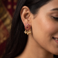Premium Floral Stud With Radiant Petal Frame And Drops