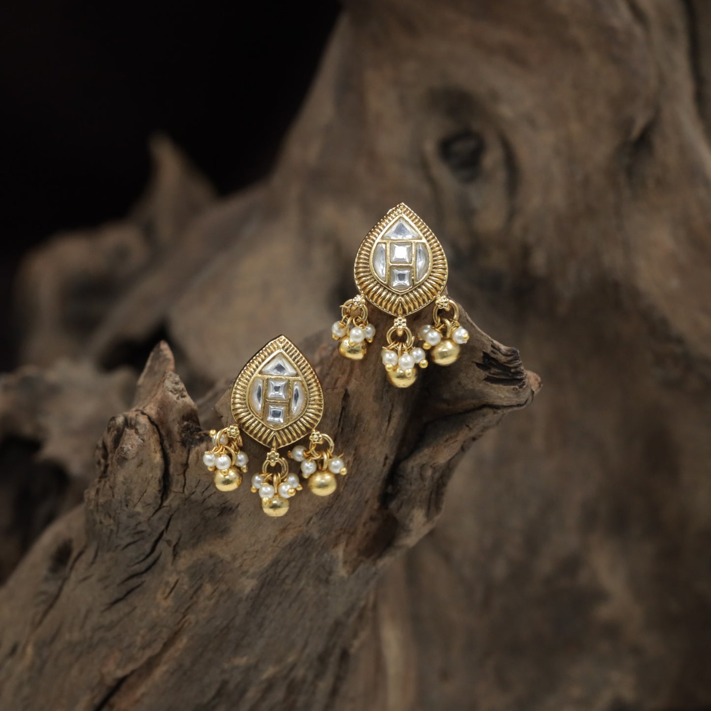 Statement Teardrop Antique Stud With Structured Craft Detail