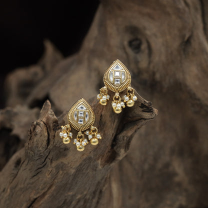 Statement Teardrop Antique Stud With Structured Craft Detail