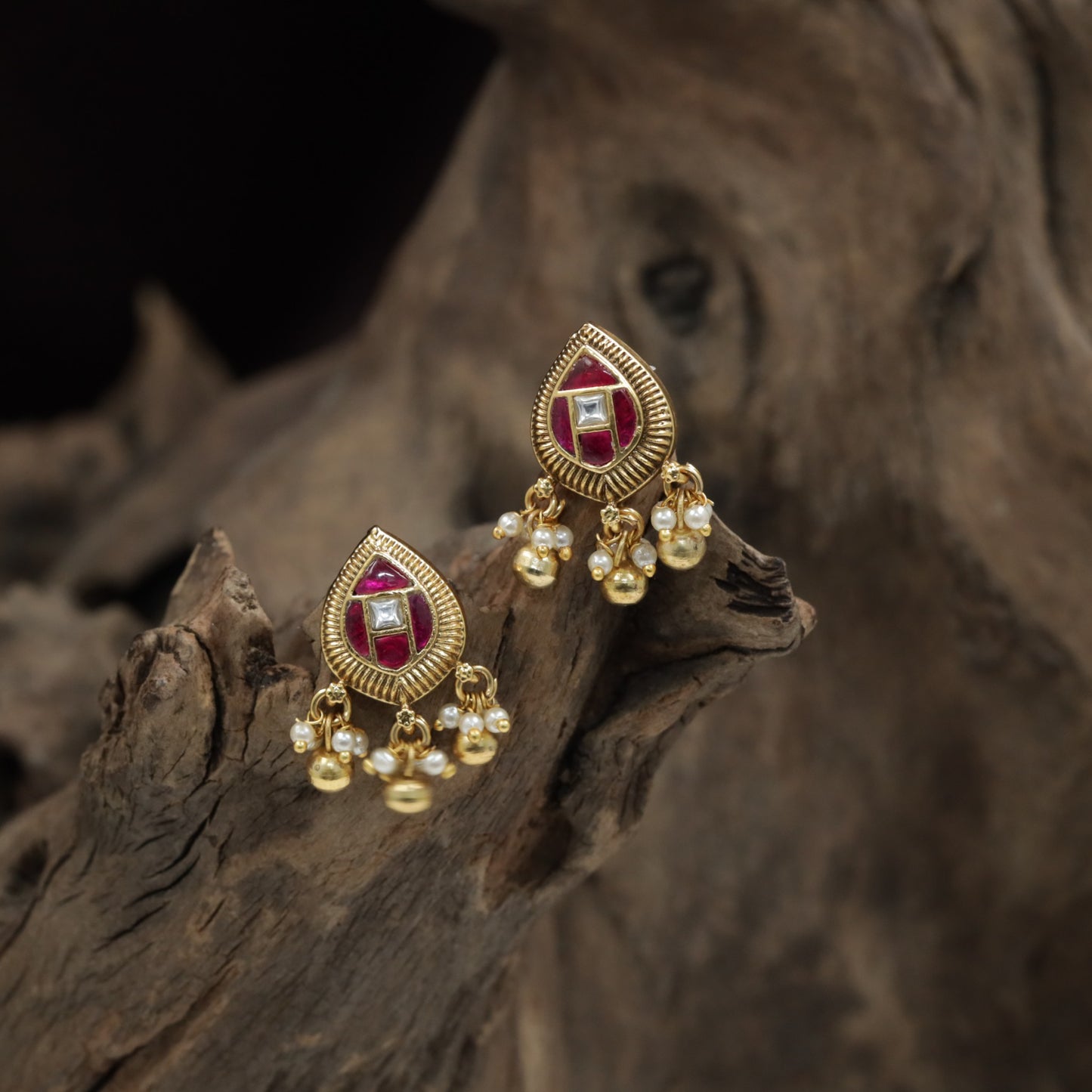 Statement Teardrop Antique Stud With Structured Craft Detail