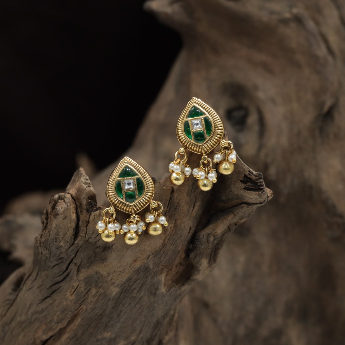 Statement Teardrop Antique Stud With Structured Craft Detail