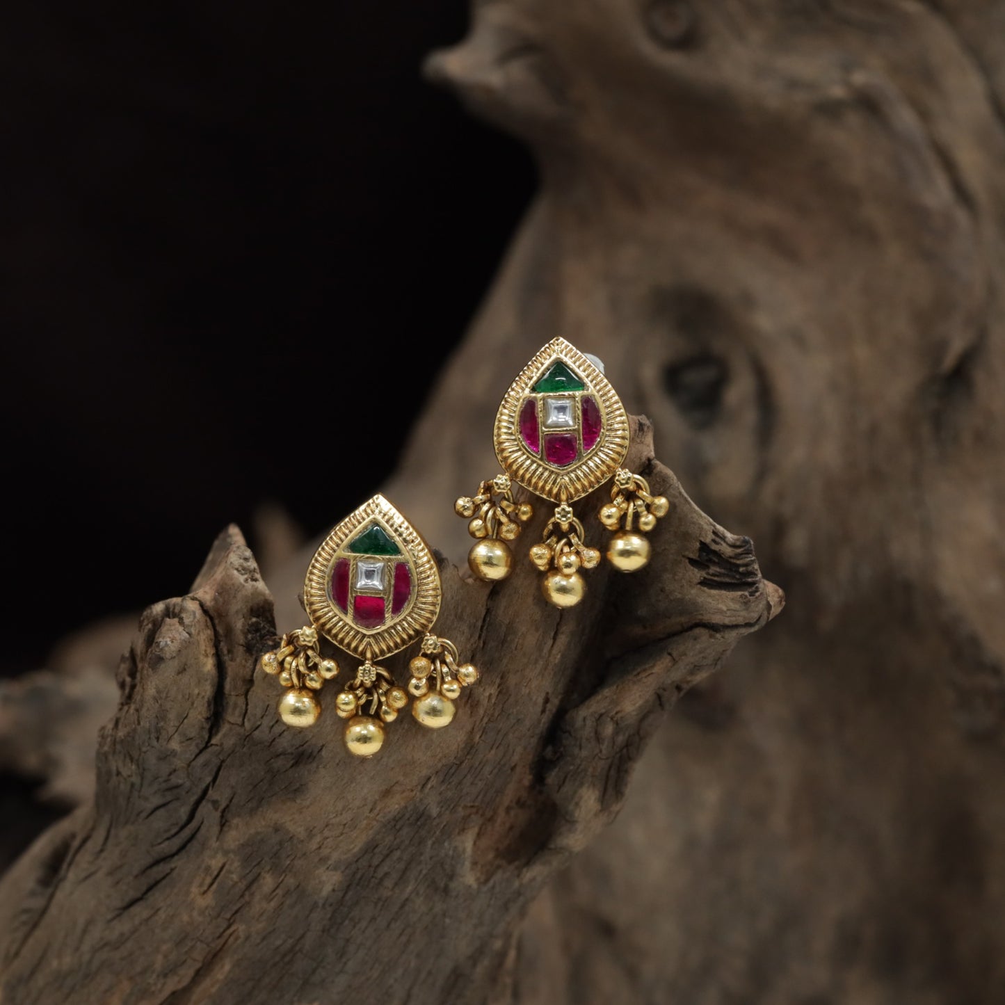 Statement Teardrop Antique Stud With Structured Craft Detail