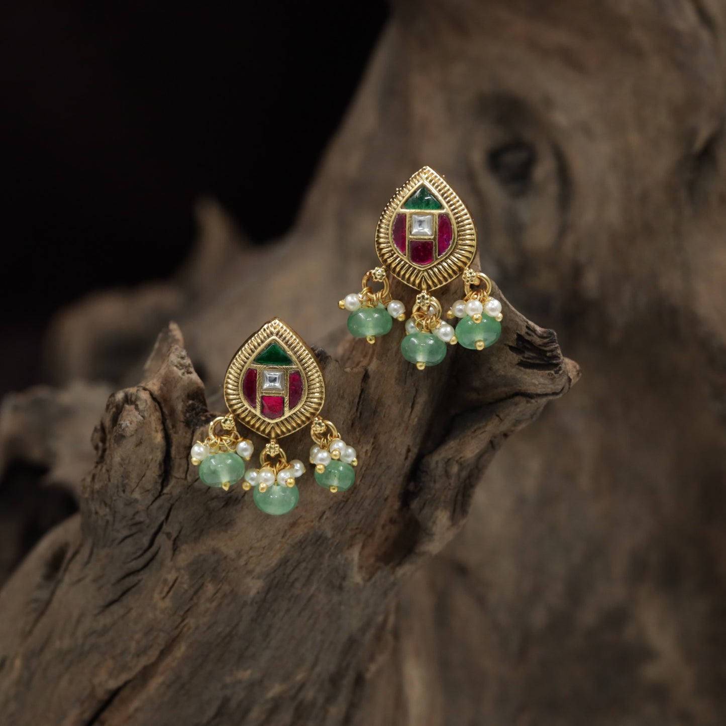 Statement Teardrop Antique Stud With Structured Craft Detail
