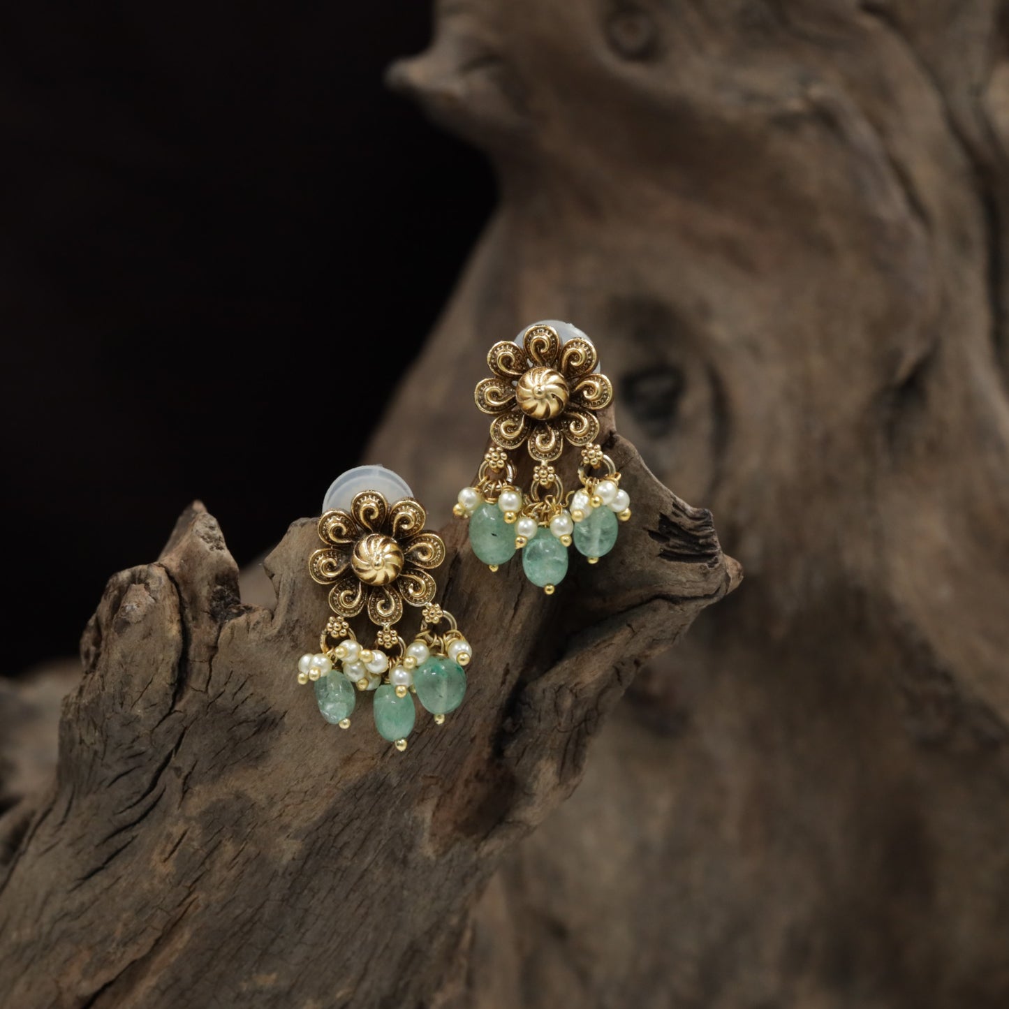 Heritage Rosette Stud With Intricate Petal And Drop Design