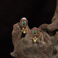 Antique Octagon Stud With Halo Frame And Drop Accent