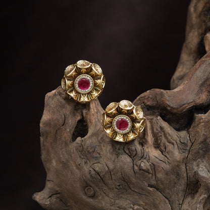 Classic Floral Stud With Layered Petal Geometry And Core Detail