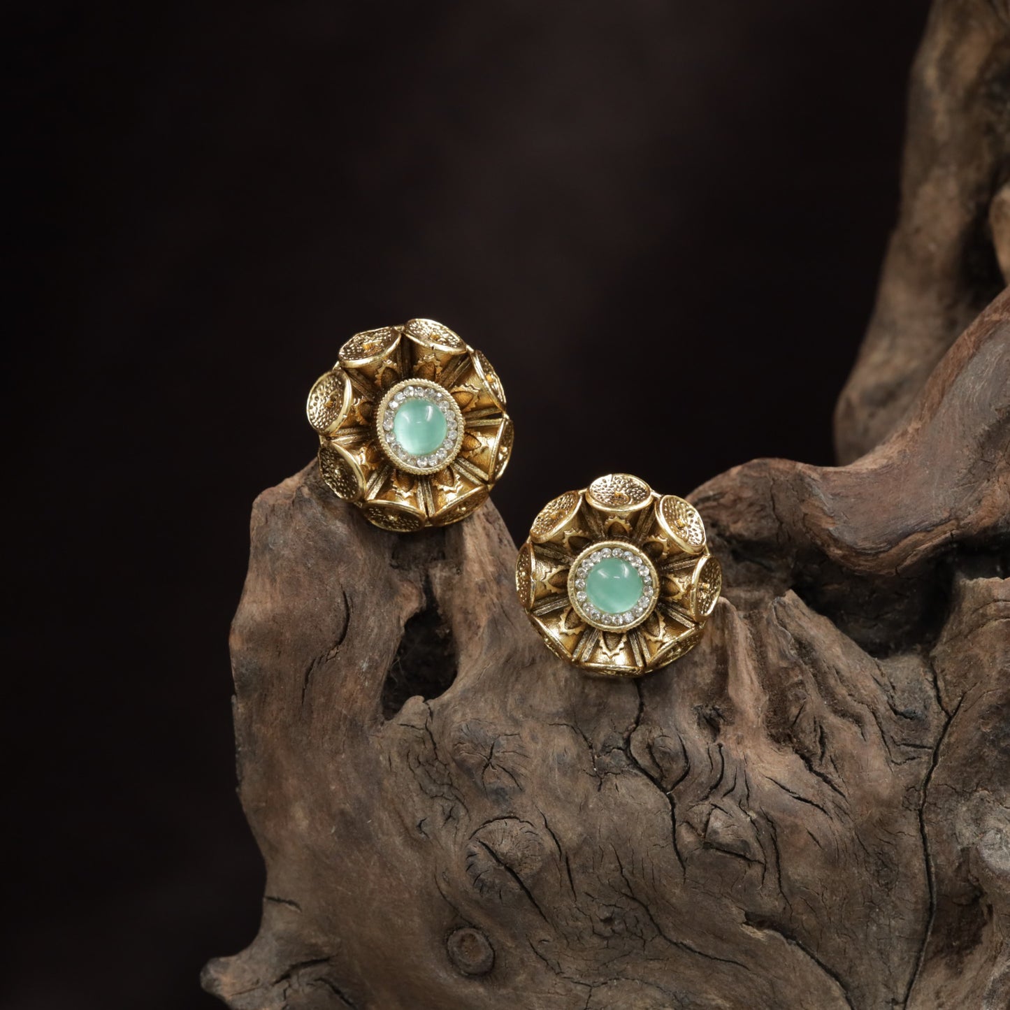 Classic Floral Stud With Layered Petal Geometry And Core Detail