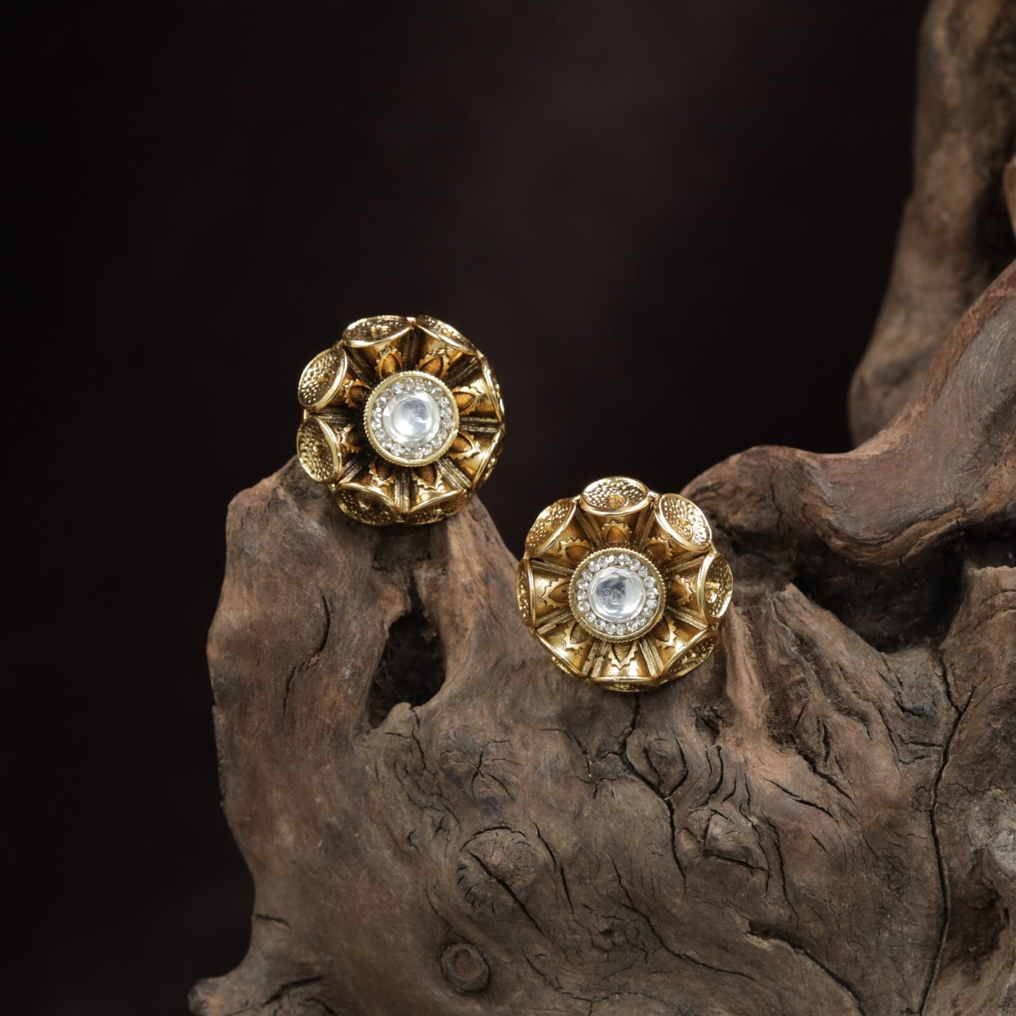 Classic Floral Stud With Layered Petal Geometry And Core Detail