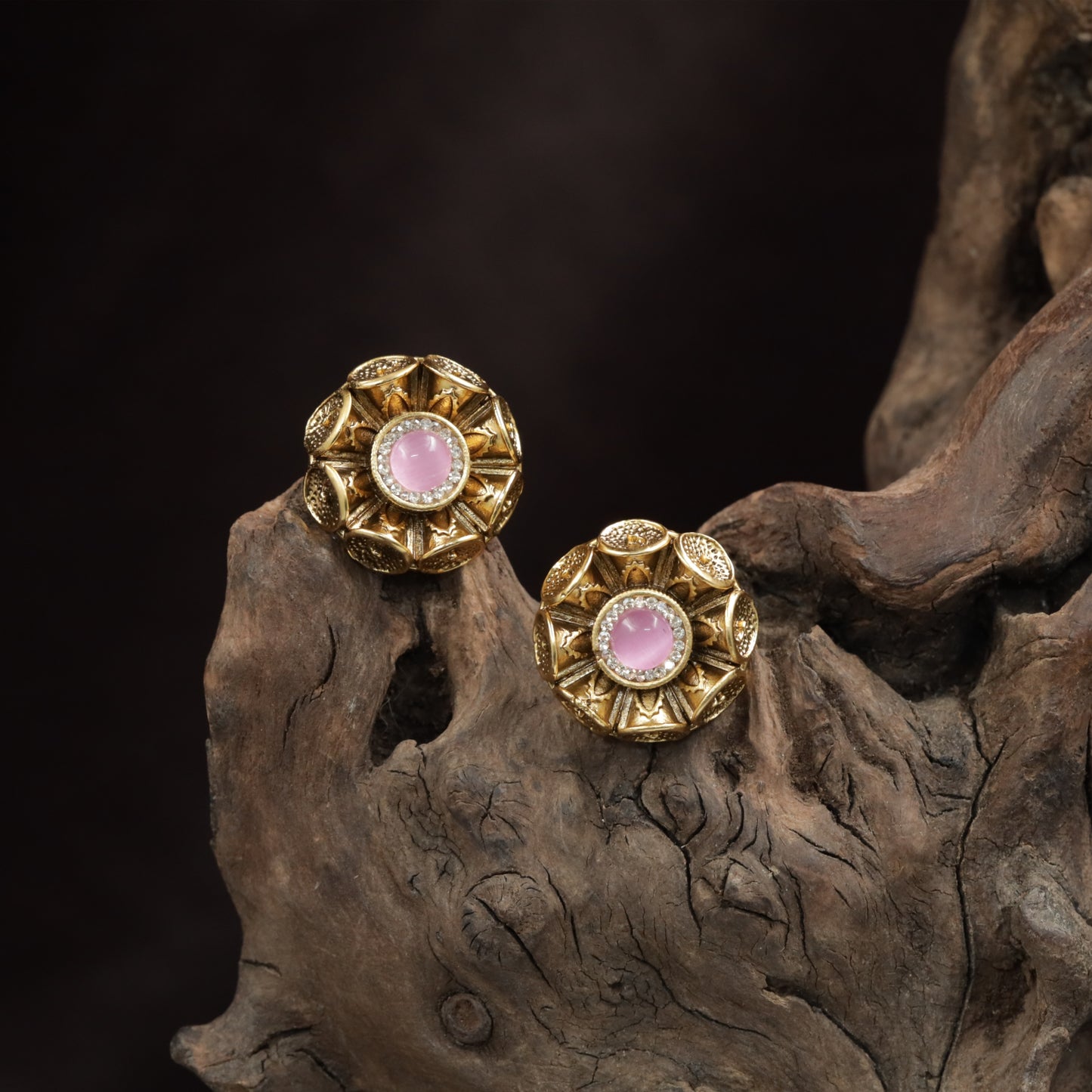 Classic Floral Stud With Layered Petal Geometry And Core Detail