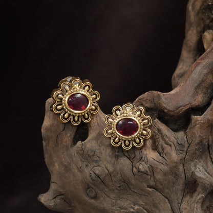 Grand Floral Stud With Dimensional Petal Loops And Center Highlight